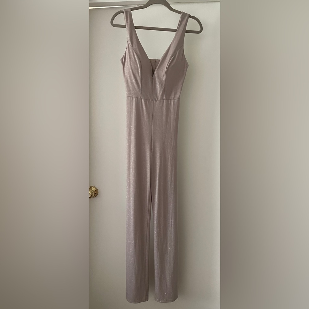 Tan Sparkly Jumpsuit by Crystal Doll